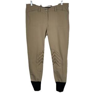 Animo Equestrian Breeches Ladies IT 46 US 14 Khaki Knee Patch Grip Riding Pants